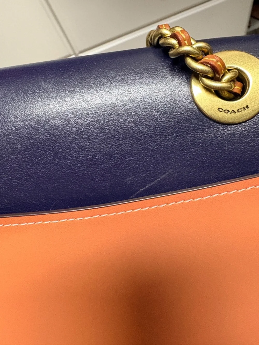 Coach Parker Shoulder Bag with Tea Rose Turnlock in Colorblock Signature Canvas